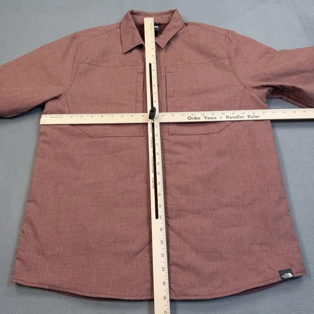The North Face Jacket Mens Medium Red Insulated Flannel Shacket Button Up